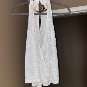 Sexy white blouse with gold neck